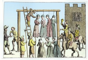 An Execution of Witches in England (engraving)