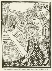 Ascaparte carries Sir Bevis and Josian on board ship by (after) English School