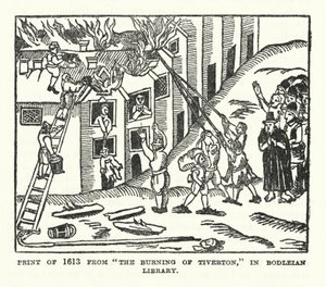 The Burning of Tiverton by (after) English School