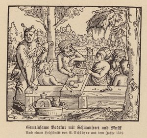 Mixed Spa Bathing with Feasting and Music by (after) German School