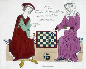 Othon, Marquis of Brandenburg, playing chess - Germany 13th century. by (after) German School
