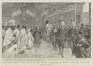 A Special Audience at the Vatican, the Pope receiving a Deputation of Abyssinian Missionaries and Natives by (after) Italian School