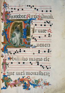 Illuminated initial with the figure of San Romualdo, for choir book 8 of Santa Maria degli Angeli by (c.1370 1425) Lorenzo Monaco