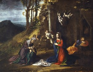 Nativity of Jesus with St. Elisabeth and the young St. John the Baptist