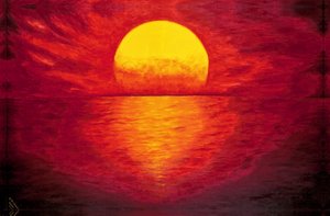 Fiery Sunset at Sea