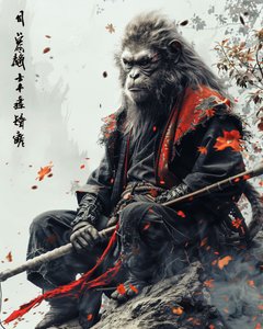 Samurai monkey illustration