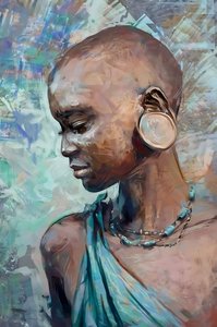 African tribe girl with traditional costume by F. Abderrahim