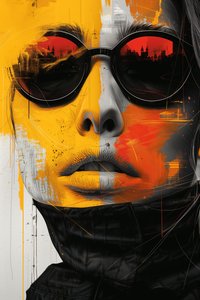 Minimalist Abstract Sci-Fi Surrealism Woman Face Wearing Glasses