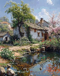 Old house in a quiet countryside location, close to nature and a stream