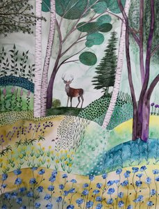 Spring in the Forest by Marys Watercolors