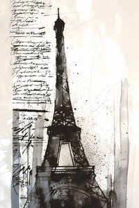 Black Paint Splash Eiffel Tower by F. Abderrahim