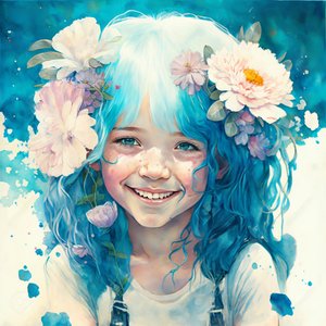 Watercolor drawing, a cute little girl in Loish style