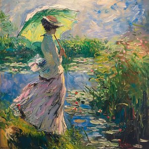 Girl in Dress in Nature, Uplifting Scent of Life, 19th Century