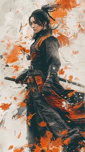 Samurai Woman in Graffiti Wild Style, Martial Arts by F. Abderrahim