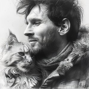 Cat with Messi Footballer by F. Abderrahim