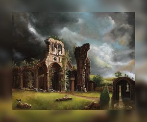 Ruins in Thunderstorm Light