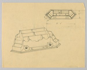 Design for Desk Organizer in Plan and Elevation by A.N. Davenport Co.