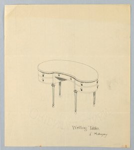 Design for Kidney-Shaped Writing Table with Pear-Shaped Feet by A.N. Davenport Co.