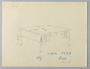 Design for Library Table with Lion-Paw Feet by A.N. Davenport Co.