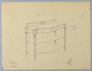 Design for Oblong Serving Table with Two Shelves by A.N. Davenport Co.