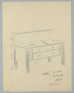 Design for Rectangular Sideboard with Vases of Flowers by A.N. Davenport Co.