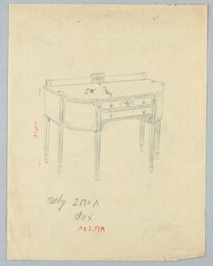 Design for Sideboard with Neo-Classical Vase Motifs by A.N. Davenport Co.