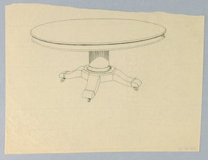 Design for a Round Table on Molded Base by A.N. Davenport Co.