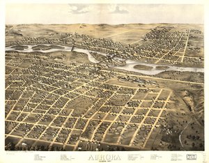 Aurora, Illinois 1867 by A.; Chicago Lithographing Co. Ruger