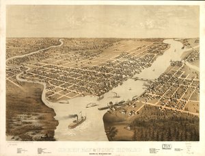 Green Bay and Fort Howard, Brown Co., Wisconsin 1867 by A.; Chicago Lithographing Co. Ruger