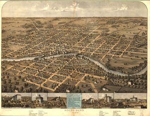 South Bend, Indiana 1866 by A.; Chicago Lithographing Co. Ruger