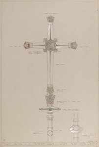 High Altar: proposed gold and silver processional cross, actual size
