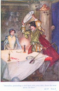 Pettruchio, pretending to find fault with every dish, threw the meat about the floor (The Taming of the Shrew) by A. Jackson