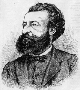 Portrait of Ulrich de Fonvielle (1833-1911), French journalist and literator - Engraving by Lemot of 1870