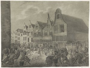 Collapse of the Cofferdam Along the Kortendijk in Gorinchem, 1809. Four Plates of the Flood in 1809 Dedicated to King Louis Napoleon (series title)