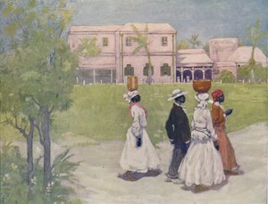 Black Going to Work, Barbados, 1916