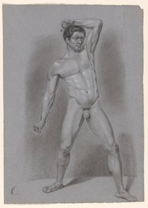Standing Male Nude, Seen from the Front by A. Waterloo (attributed to)