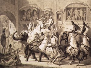 A Street in Lahore, from Voyage in India, Engraved by Louis Henri de Rudder by A. after Soltykoff