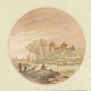 Landscape with an Angler and a Castle by Aarnout ter Himpel