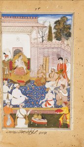 Bhishma advises Yudhishthira on the nature of the four varnas, or castes by Abdul Rahim Khan I Khana