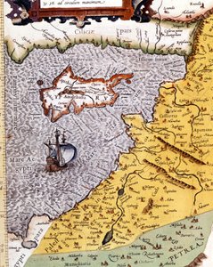 Historical Geographical Map of Palestine According to the Atlas of Abraham Ortelius, Amsterdam by Abraham (after) Ortelius