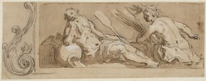 A River God and Ceres in an Ornamental Frame by Abraham Bloemaert