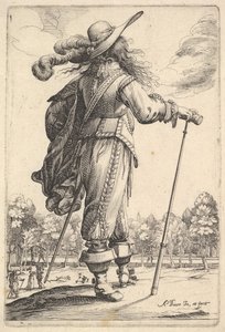 A Gentleman, Seen from Behind, Walking Towards the Right with a Cane and Wearing a Plumed... (detail) by Abraham Bosse