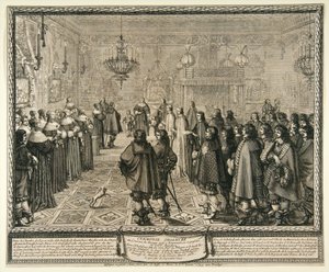 Ceremony Passing the Marriage Contract of Władysław IV and Marie Louise Gonzaga at Fontainebleau by Abraham Bosse