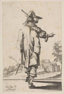 Gentleman Seen from the Back Pointing Towards a Chateau by Abraham Bosse