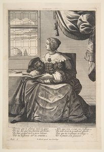 Seated Woman Holding a Book and Singing, mid to late 17th century by Abraham Bosse