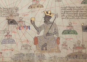 Detail from the Catalan Atlas, Sheet 6, Showing Mansa Musa Enthroned by Abraham Cresques