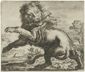 Lion and Snake Fighting by Abraham Danielsz. Hondius