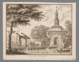 View of the Zijlpoort in Leiden by Abraham Delfos