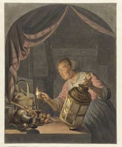 Girl Lighting a Lantern by Abraham Delfos
