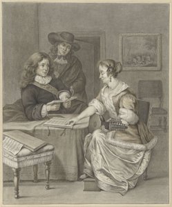 Musical Couple, a Man Watching by Abraham Delfos